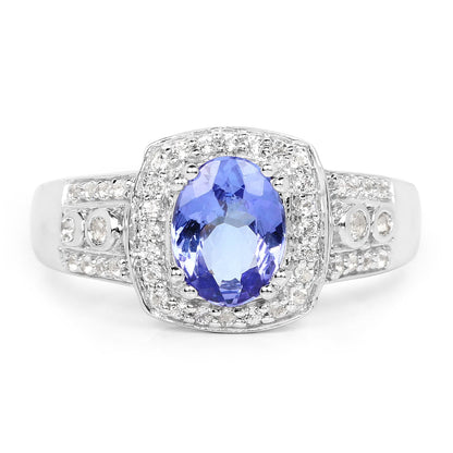 1.42 Carat Genuine Tanzanite &amp; White Topaz .925 Sterling Silver Ring by Bids.com