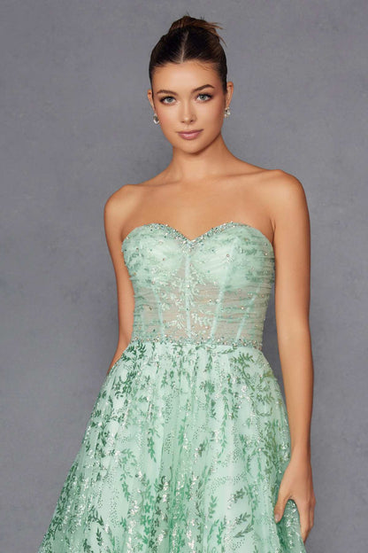 Juliet JT2547S Strapless Sweetheart A-Line Mint Gown by DiscountDressShop