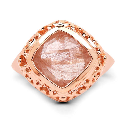 14K Rose Gold Plated 3.25 Carat Genuine Pink Rutile .925 Sterling Silver Ring by Bids.com
