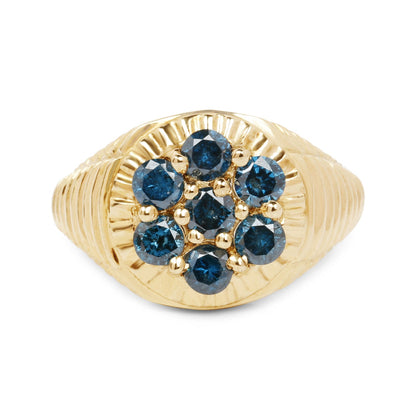 14K Yellow Gold Plated 1.40 Carat Genuine Blue Diamond .925 Sterling Silver Ring by Bids.com