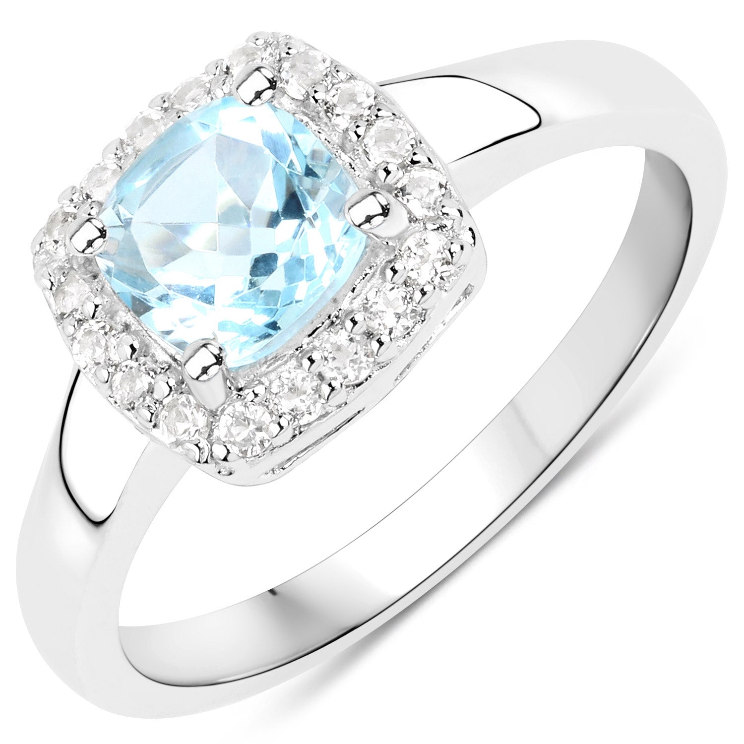 4.62 Carat Genuine Blue Topaz and White Topaz .925 Sterling Silver 3 Piece Jewelry Set (Ring, Earrings, and Pendant w/ Chain) by Bids.com