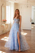 Juliet JT2562S Floral Print Strapless A-Line Tulle Gown by DiscountDressShop