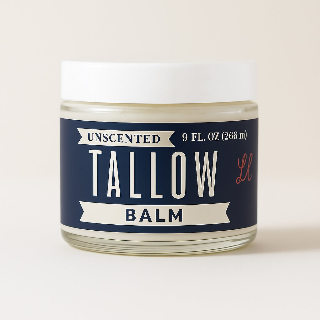 Unscented Tallow Skincare Collection | 4-Piece Gift Set | Grass-Fed Tallow Lotion, Body Butter, Balm &amp; Whipped Moisturizer