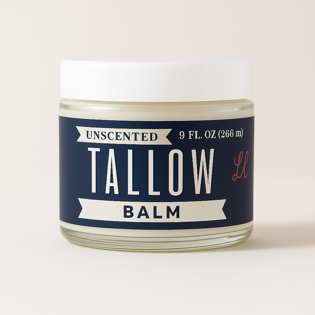 Unscented Tallow Balm | Natural Beef Tallow Vitamin E, Jojoba Moisturizer for Face &amp; Body |Clean, Preservative-Free Skincare by Lady May