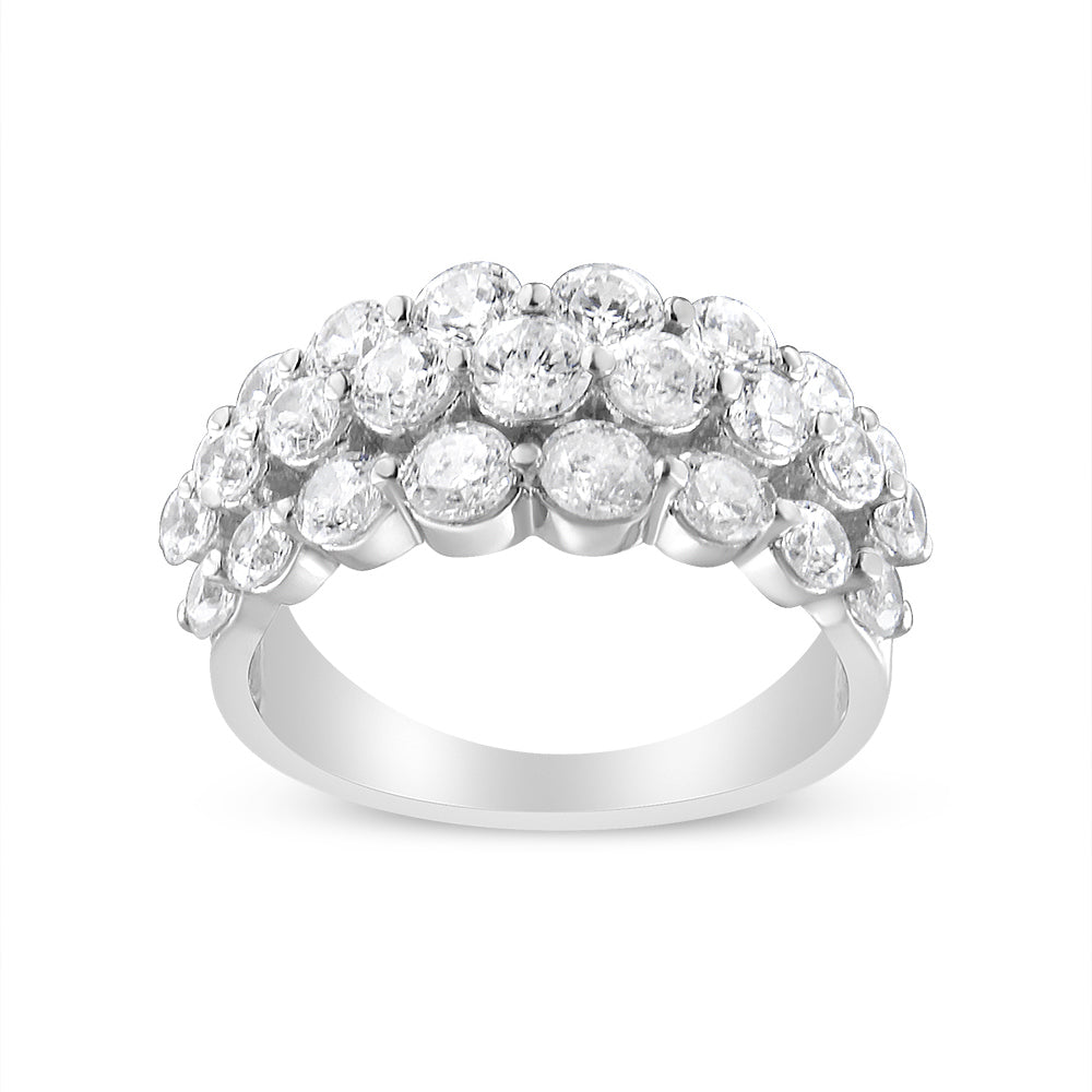 10K White Gold 2 1/2 Cttw Round Natural Diamond 3 Row Band Ring (I-J Color, I1-I2 Clarity) - Ring Size 7 by Bids.com