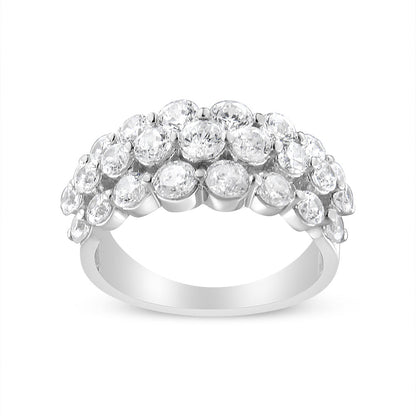 10K White Gold 2 1/2 Cttw Round Natural Diamond 3 Row Band Ring (I-J Color, I1-I2 Clarity) - Ring Size 7 by Bids.com