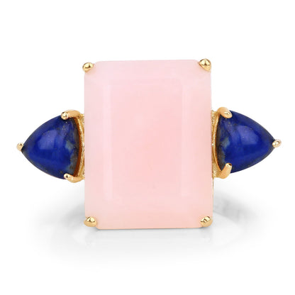 12.18 Carat Genuine Pink Opal and Lapis .925 Sterling Silver Ring by Bids.com