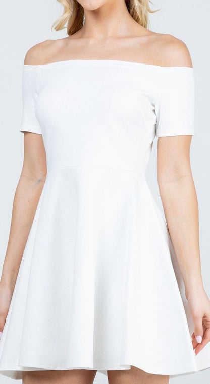 CLEARANCE - La Scala 25795 Off the Shoulder Short Sleeve Skater Dress (Size M) by DiscountDressShop