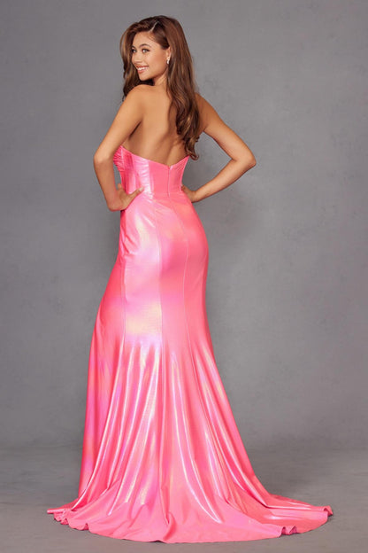 Juliet JT2579H Strapless Sweetheart Iridescent Prom Gown by DiscountDressShop