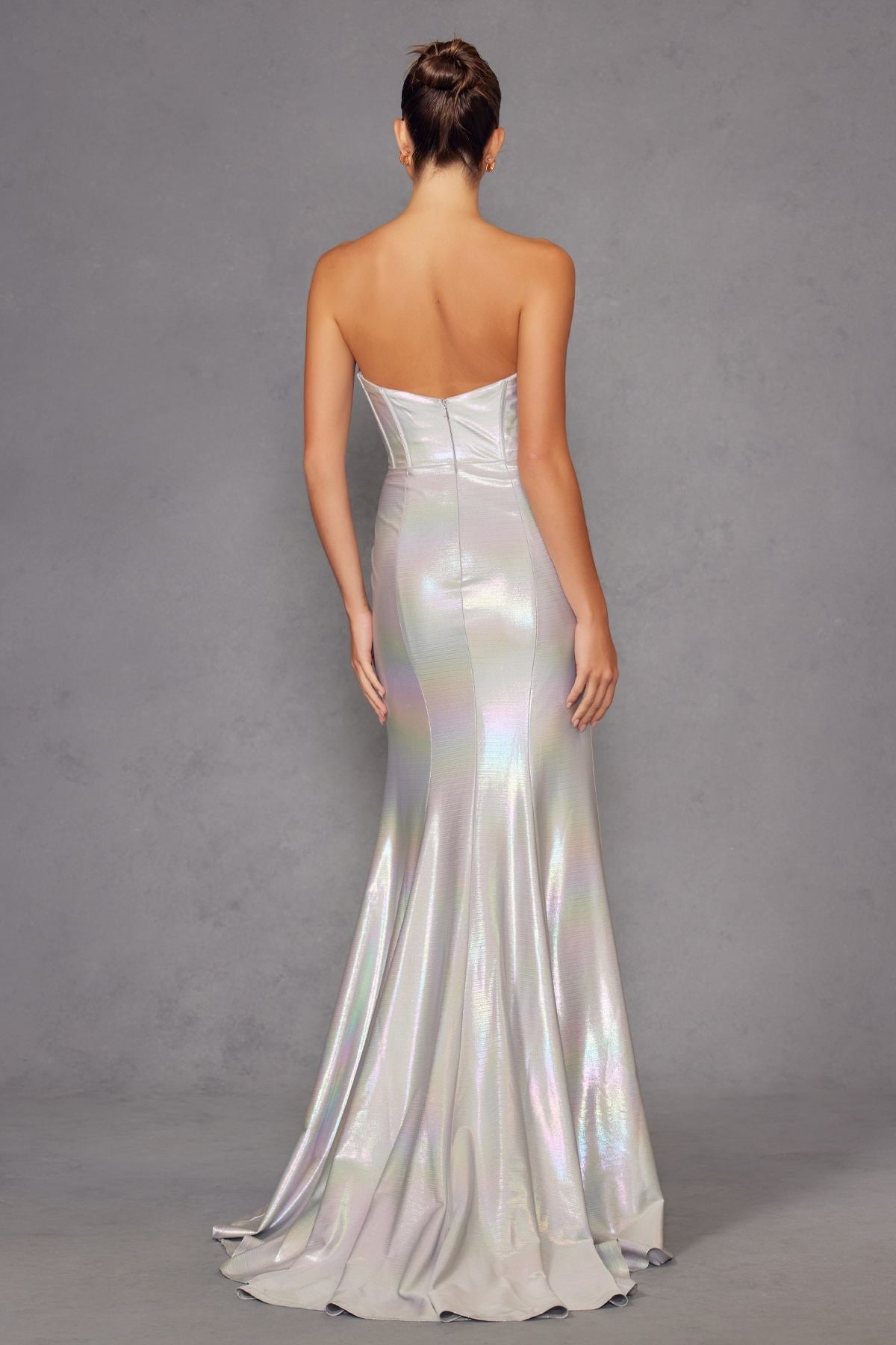 Juliet JT2579H Strapless Sweetheart Iridescent Prom Gown by DiscountDressShop