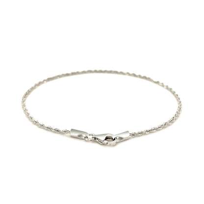 14k White Gold Solid Diamond Cut Rope Bracelet 1.5mm by Bids.com