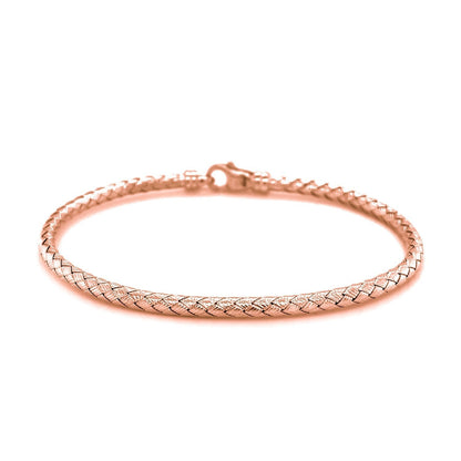 14k Rose Gold Fancy Weave Motif Bangle  DestGlow
