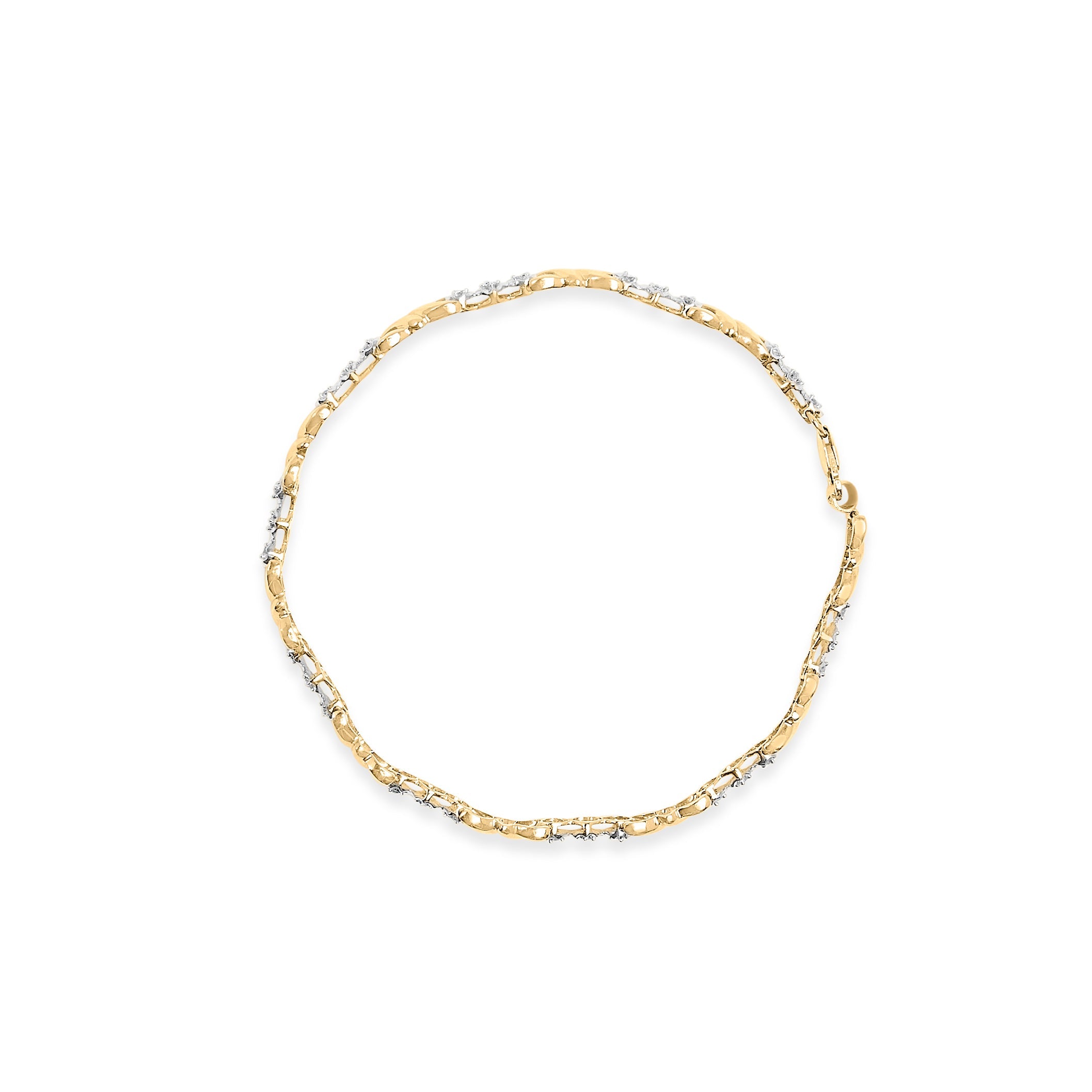 10k Yellow Gold 1/3 Cttw Diamond 3 Stone and X-Link Bracelet (I-J Color, I1-I2 Clarity) - 7.50" Inches by Bids.com