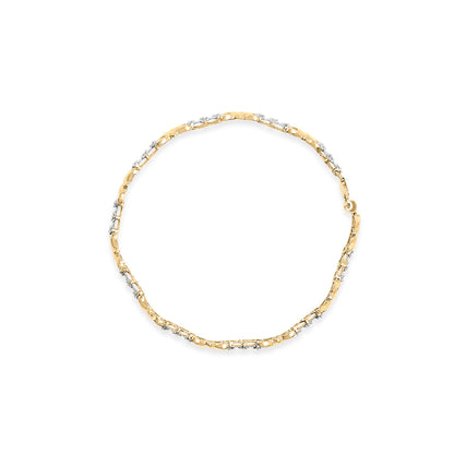 10k Yellow Gold 1/3 Cttw Diamond 3 Stone and X-Link Bracelet (I-J Color, I1-I2 Clarity) - 7.50" Inches by Bids.com