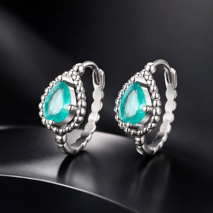 925 Sterling Silver Earrings with Pavé Setting and Transparent Glass  DestGlow