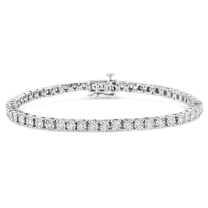 10K White Gold 1/2 Cttw Real Diamond Illusion-Set Miracle Plate Tennis Bracelet (I-J Color, SI2-I1 Clarity) - Size 7.5" by Bids.com