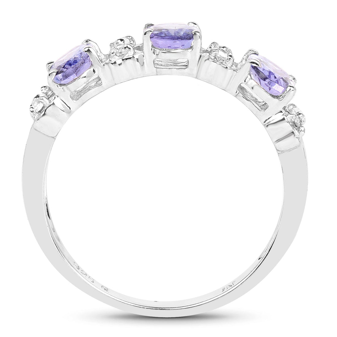 1.40 Carat Genuine Tanzanite and White Topaz .925 Sterling Silver Ring  DestGlow