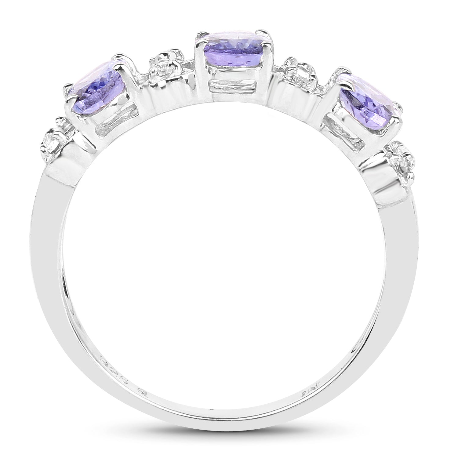 1.40 Carat Genuine Tanzanite and White Topaz .925 Sterling Silver Ring  DestGlow