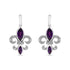 .925 Sterling Silver Marquise Cut Amethyst and Diamond Accent Fleur De Lis Dangle Stud Earrings (H-I Color, SI1-SI2 Clarity)  DestGlow