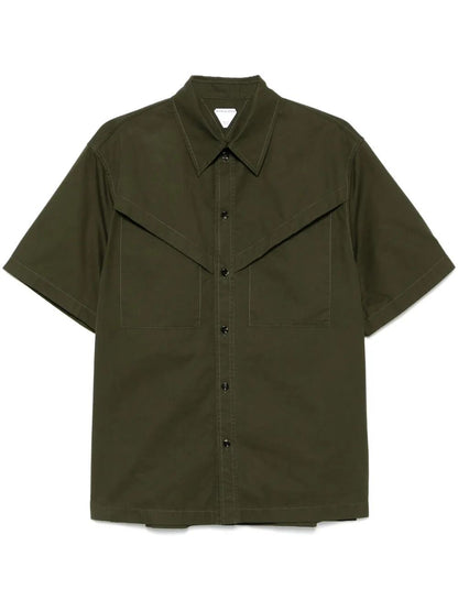Bottega Veneta Men Light Cotton Twill Short Sleeved Shirt by Luosophy