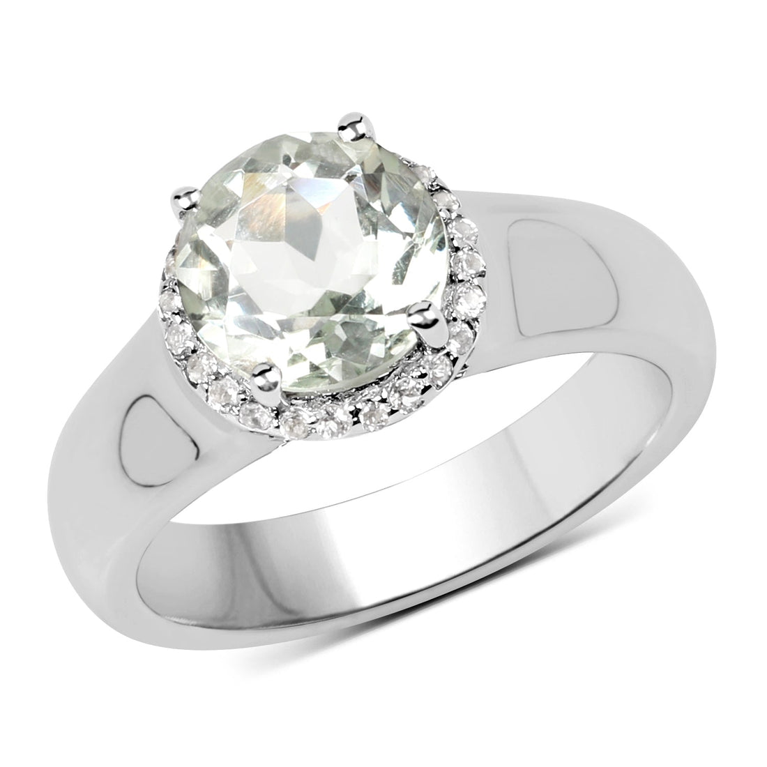 1.87 Carat Genuine Green Amethyst and White Topaz .925 Sterling Silver Ring by Bids.com