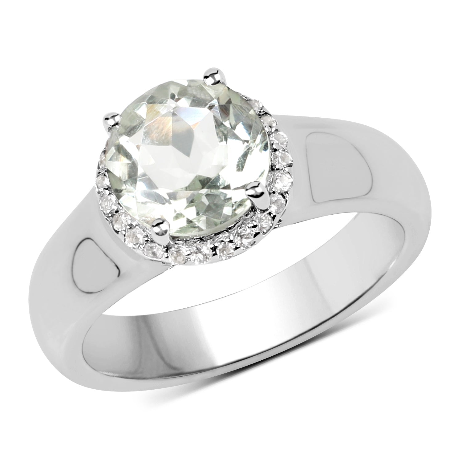 1.87 Carat Genuine Green Amethyst and White Topaz .925 Sterling Silver Ring by Bids.com