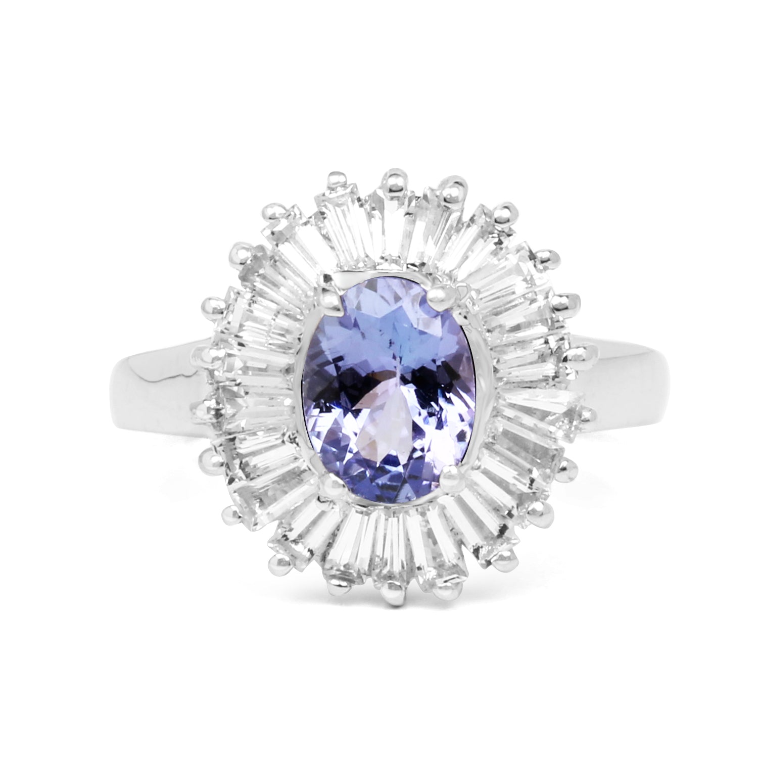 2.47 Carat Genuine Tanzanite and White Topaz .925 Sterling Silver Ring by Bids.com