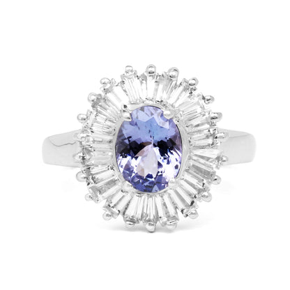 2.47 Carat Genuine Tanzanite and White Topaz .925 Sterling Silver Ring by Bids.com