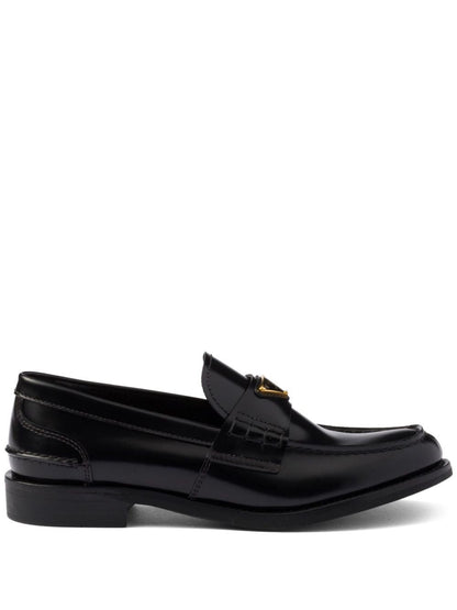 Prada Women Brushed Leather Loafers With Leather Band by Luosophy