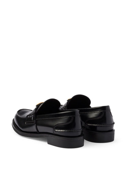 Prada Women Brushed Leather Loafers With Leather Band by Luosophy