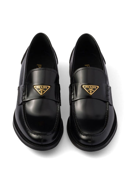 Prada Women Brushed Leather Loafers With Leather Band by Luosophy