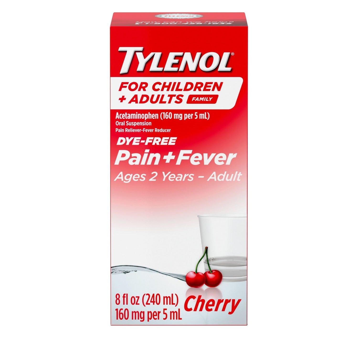 Tylenol Child &amp; Adult Oral Suspension Pain &amp; Fever - Cherry, 8 Fl Oz by Pasteur Pharmacy