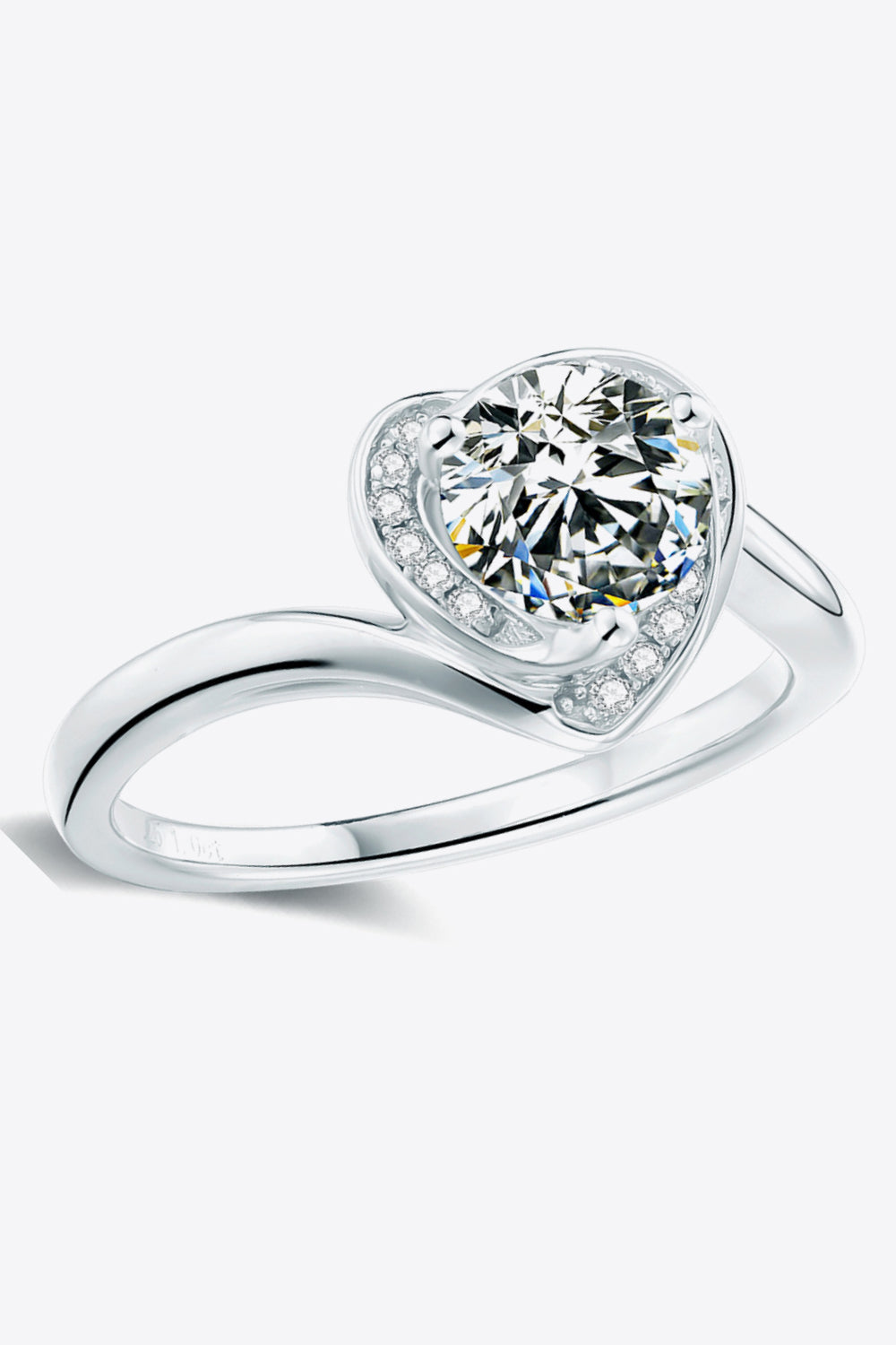 1 Carat Sparkala™ Platinum Over Pure Sterling Silver Heart Ring - DestGlow