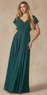 Juliet 261 Flutter Sleeve Formal Dress Cascade Back by DiscountDressShop