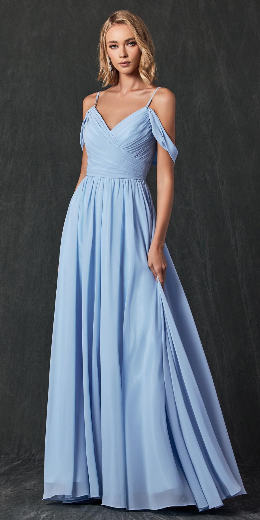 Juliet 262 Pleated Off the Shoulder Formal Dress by DiscountDressShop