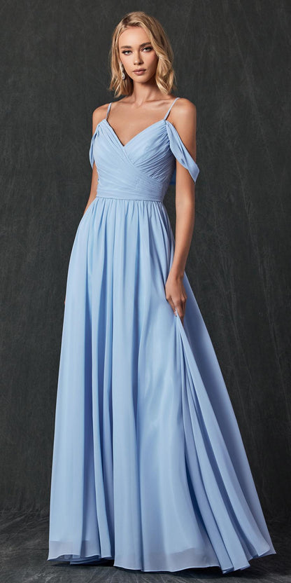 Juliet 262 Pleated Off the Shoulder Formal Dress by DiscountDressShop