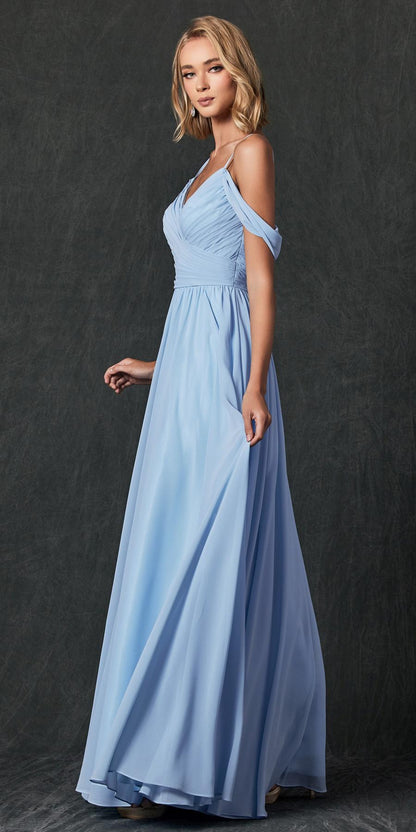 Juliet 262 Pleated Off the Shoulder Formal Dress by DiscountDressShop