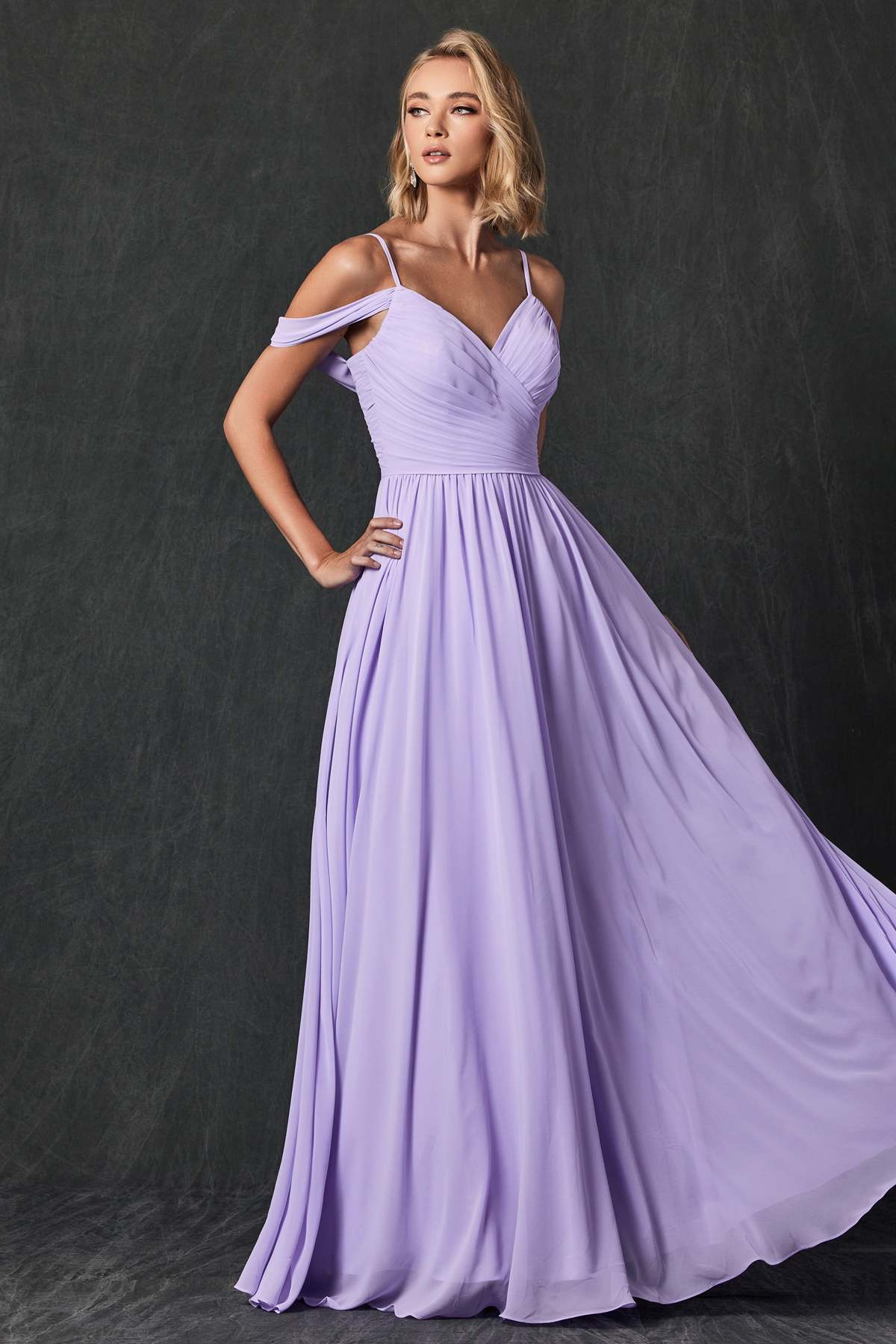 Juliet 262 Pleated Off the Shoulder Formal Dress by DiscountDressShop