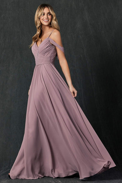 Juliet 262 Pleated Off the Shoulder Formal Dress by DiscountDressShop