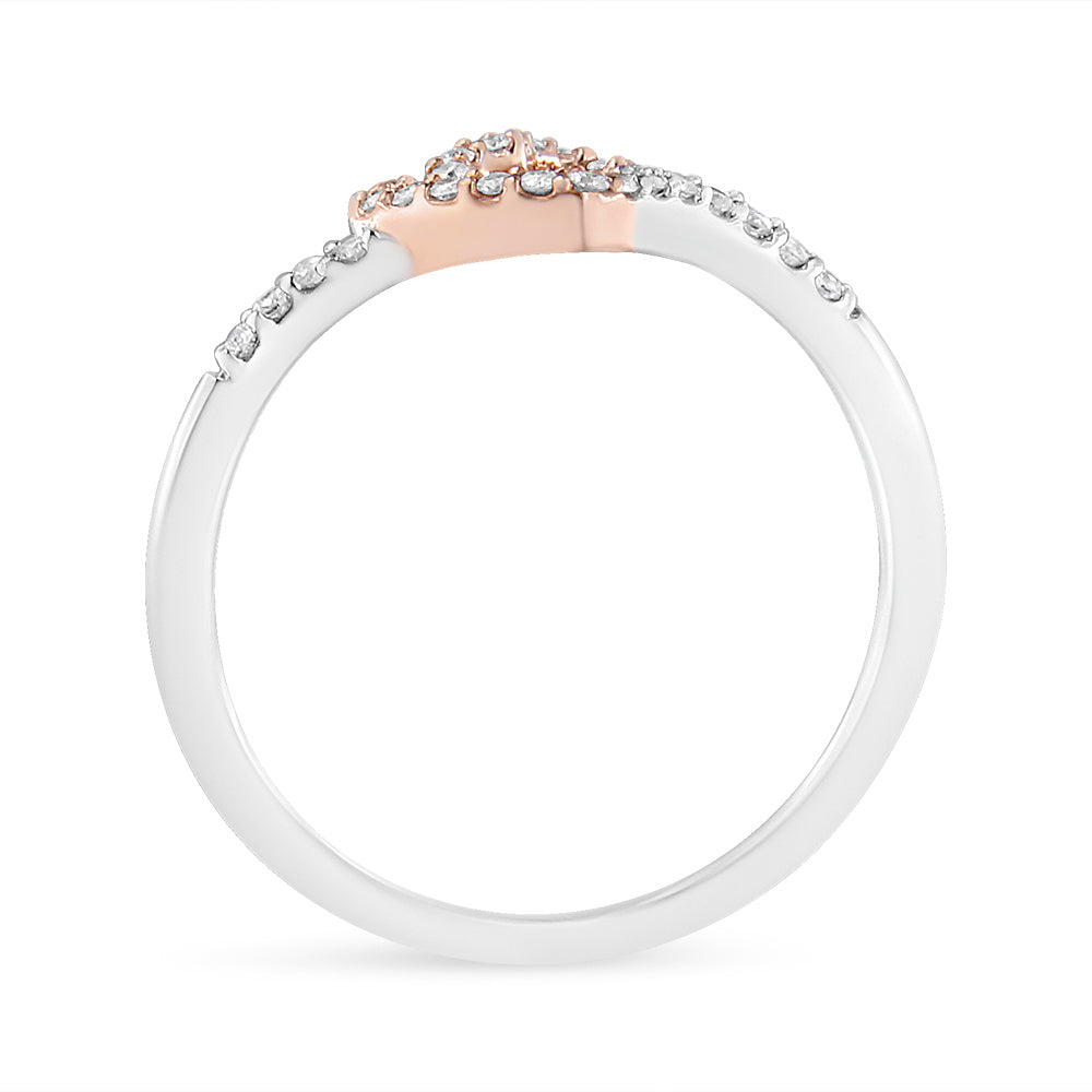 14K Rose Gold Plated and White .925 Sterling Silver 1/5 Cttw Round-Cut Diamond Open Heart Promise Ring (I-J Color, I2-I3 Clarity) - Ring Size 7 by Bids.com