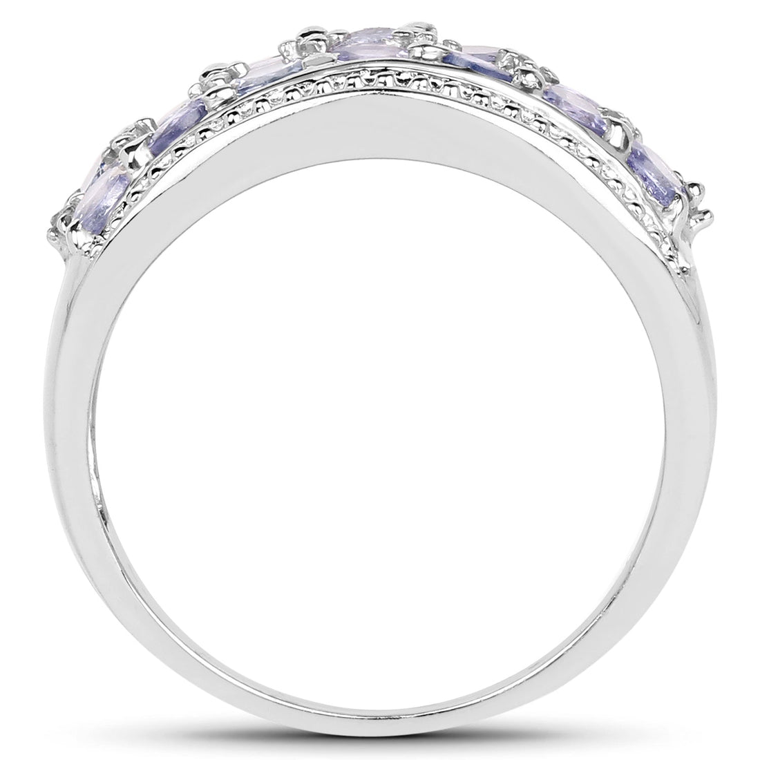 1.44 Carat Genuine Tanzanite &amp; White Topaz .925 Sterling Silver Ring by Bids.com