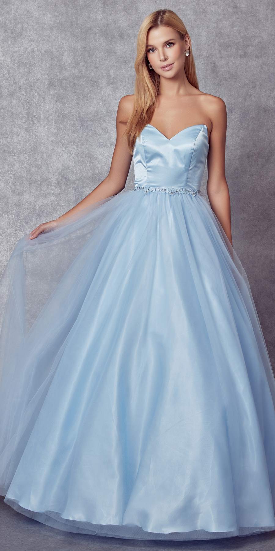 Juliet 265 Strapless A-Line Ball Gown Beaded Belt by DiscountDressShop