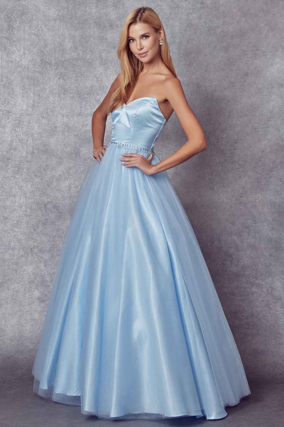 Juliet 265 Strapless A-Line Ball Gown Beaded Belt by DiscountDressShop