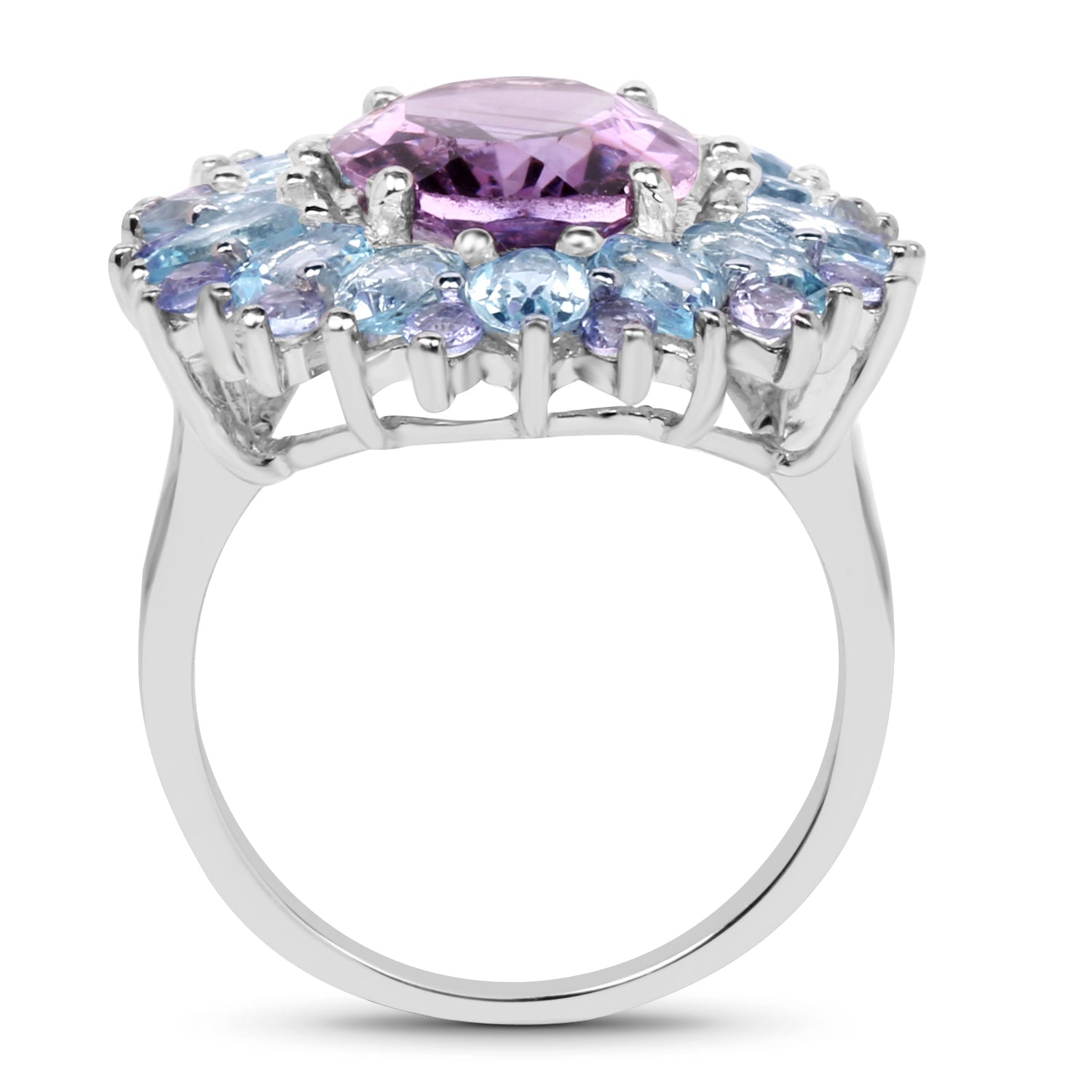 "7.79 Carat Genuine Amethyst, Blue Topaz and Tanzanite .925 Sterling Silver Ring by Bids.com