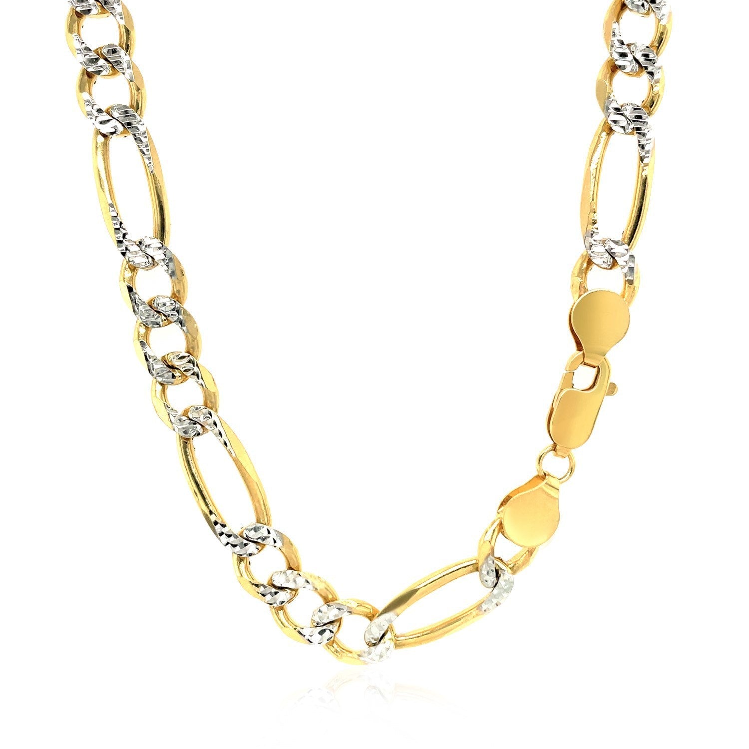 7.0mm 14K Yellow Gold Solid Pave Figaro Chain by Bids.com