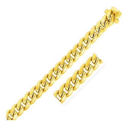 11mm 14k Yellow Gold Semi Solid Miami Cuban Bracelet by Bids.com