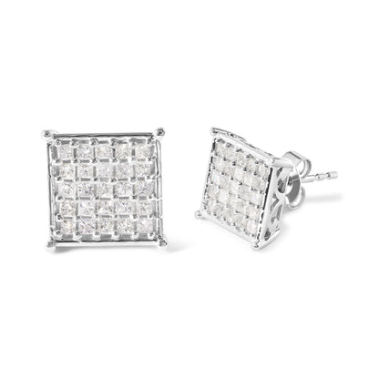 10K White Gold 3/4 Cttw Princess Diamond Composite Stud Earrings (I-J Color, I1-I2 Clarity) by Bids.com