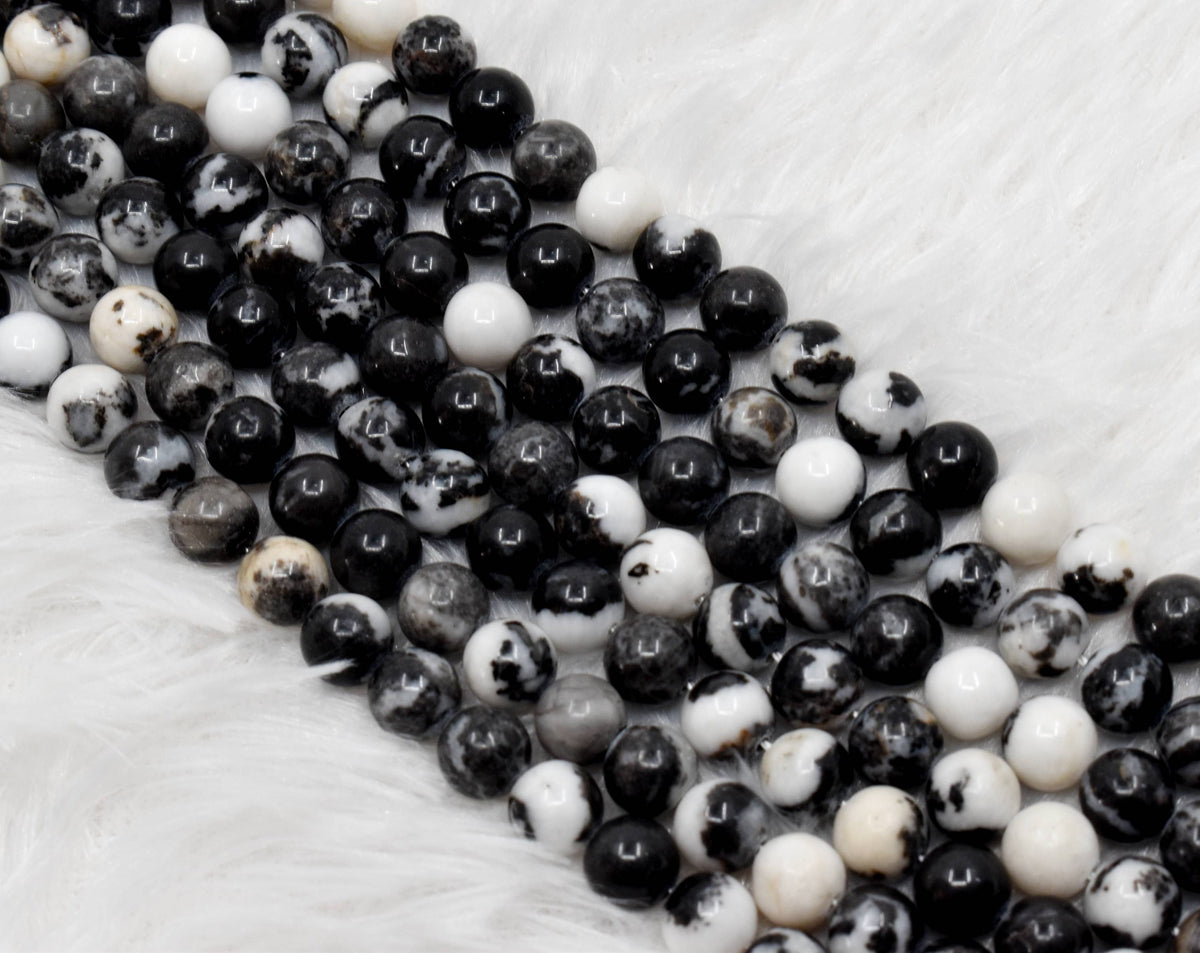 Black &amp; White Zebra Jasper AAA Grade 4mm, 6mm, 8mm, 10mm, 12mm Round Beads  DestGlow