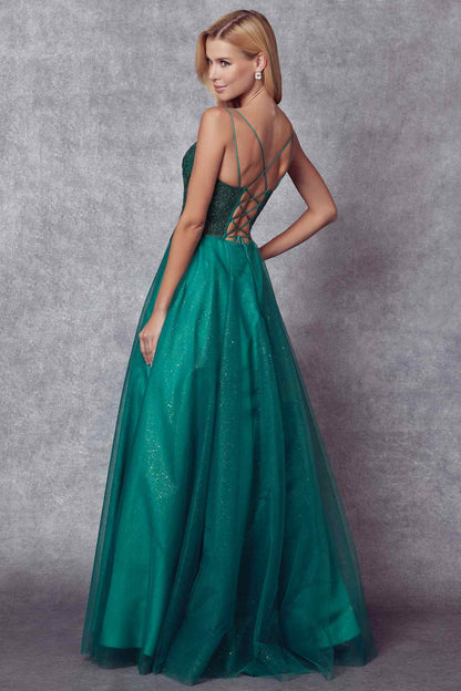 Juliet 268 Embroidered Sparkle Tulle Ball Gown by DiscountDressShop