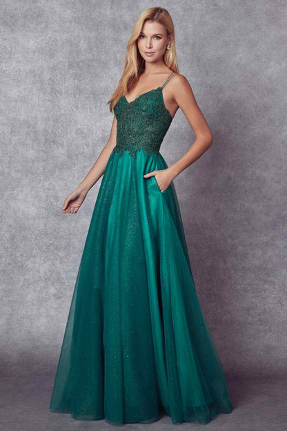 Juliet 268 Embroidered Sparkle Tulle Ball Gown by DiscountDressShop